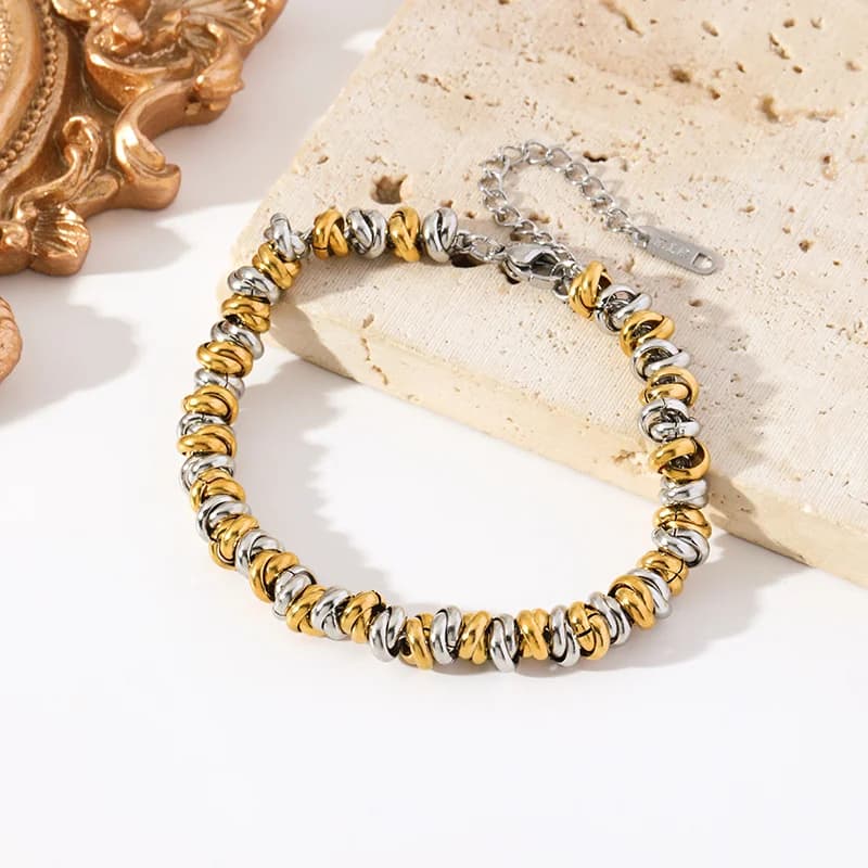 Set collana e bracciale a catena bicolore
