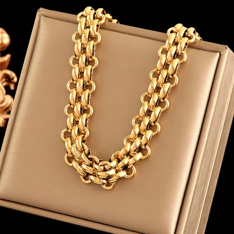 Collana Spessa Catena Cubana, Oro o Argento