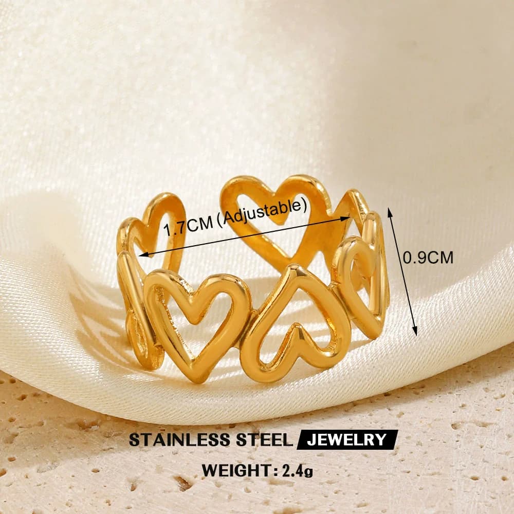 Anello regolabile Foglia di Ginkgo con Zirconia, Acciaio Inox
