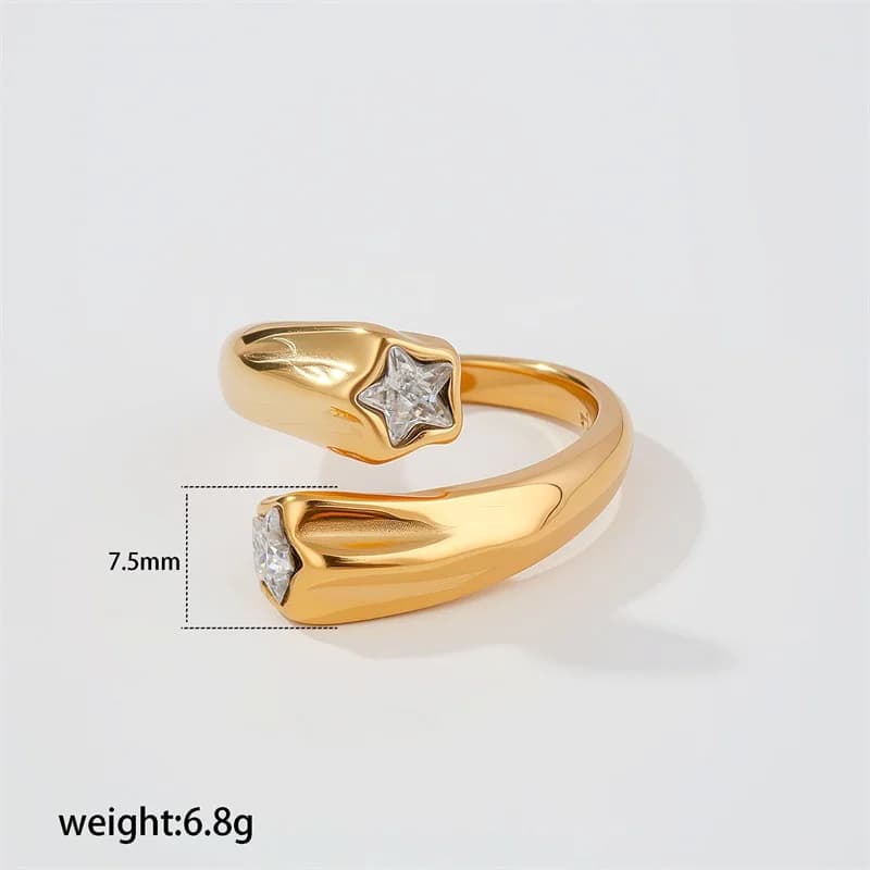 Anello Aperto Regolabile con Zirconia Cubica a Goccia