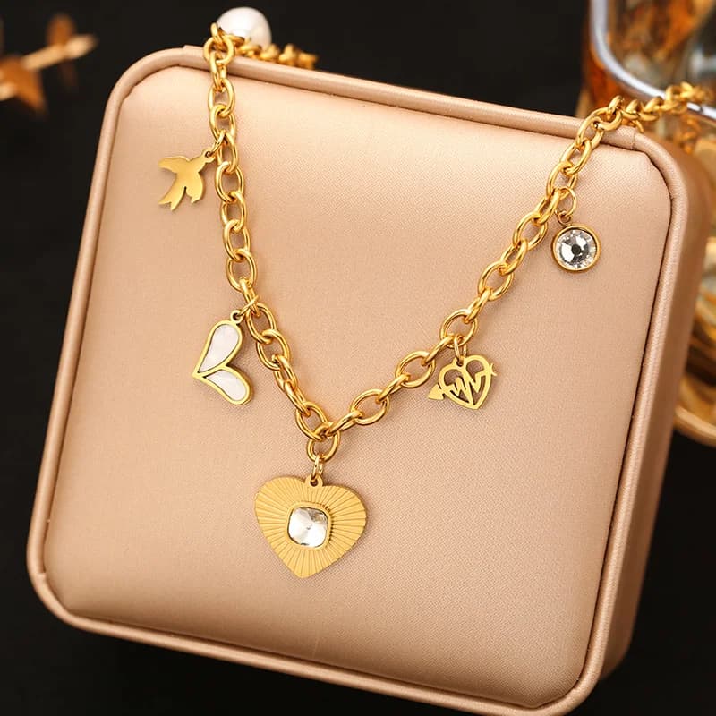 Collana a Catena Multistrato con Zirconi Cubici