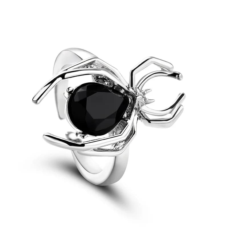 Anello Aperto Regolabile a Ragno con Cristalli di Zirconia