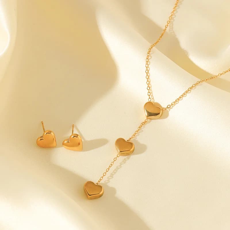 Set Collana e Orecchini Cuore Lucido, Argento