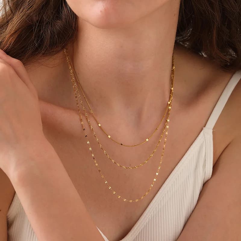 Collana a catena impilata stratificata in acciaio inox