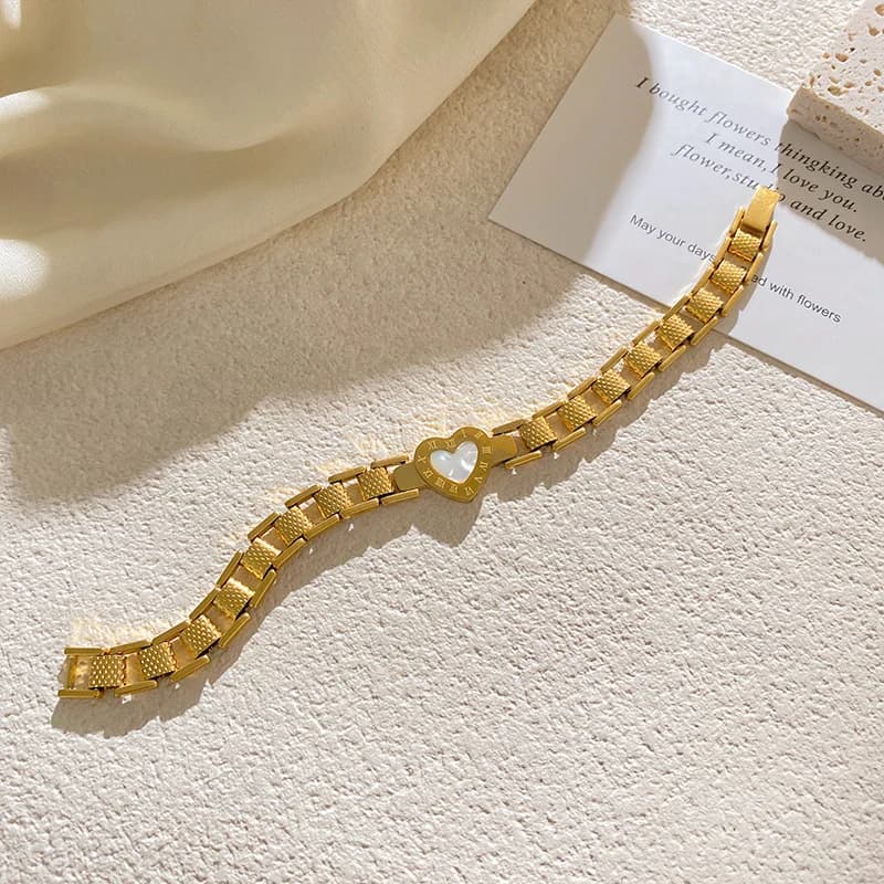 Bracciale Charm in Acciaio Inossidabile con Lucchetto e Strass