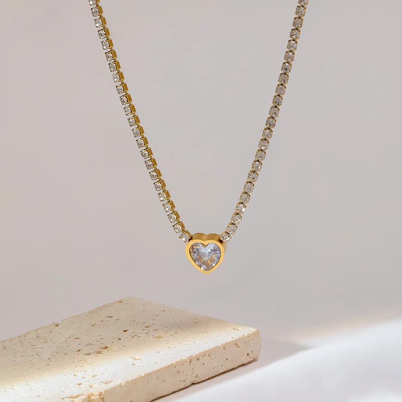 Collana con Pendente Cuore Farfalla Zirconia