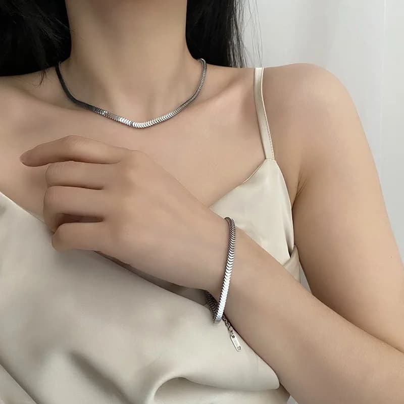 Bracciale a Catena Serpente in Acciaio Inossidabile Argento