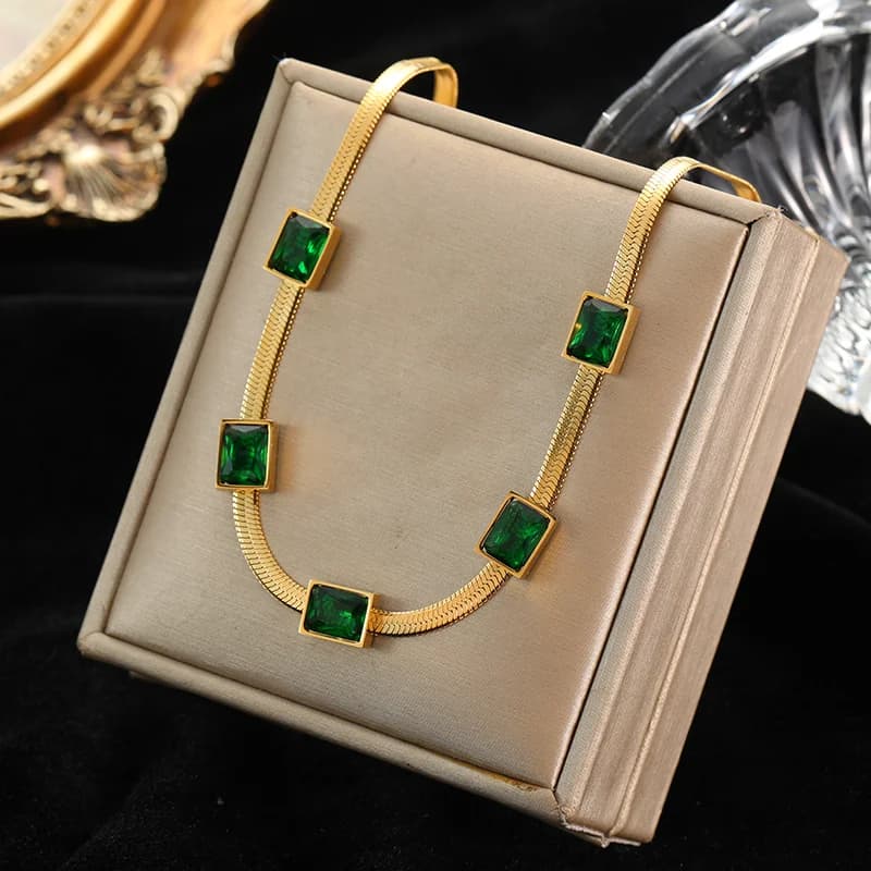 Collana Choker con Catena in Zircone Color Oro