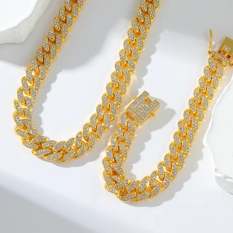 Set Collana e Bracciale Cubano Spesso, Argento