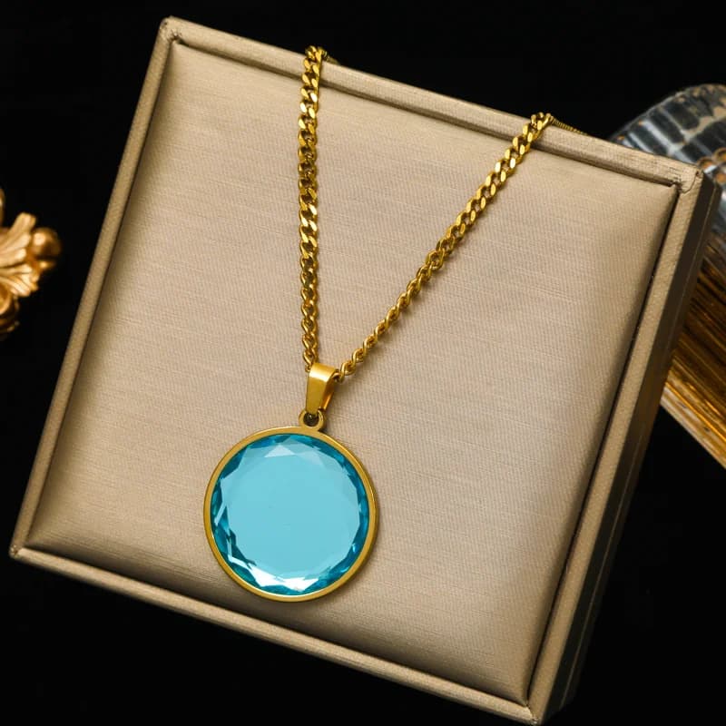 Collana choker con pendente rotondo in cristallo
