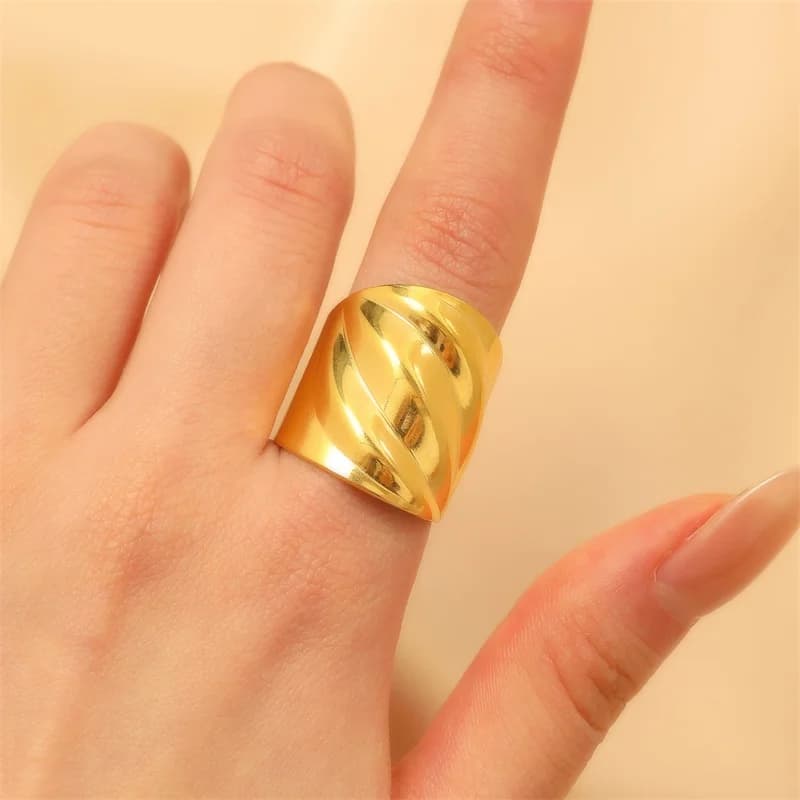 Anello Libellula, Acciaio Inossidabile Placcato Oro 18K