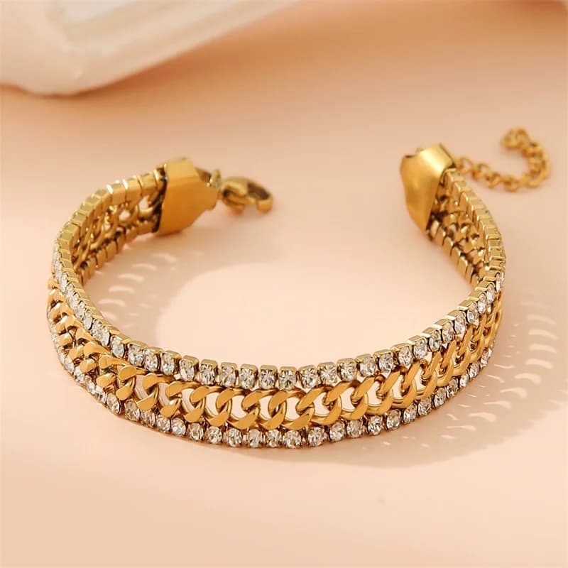 Bracciale Intrecciato a Strati, Placcato Oro
