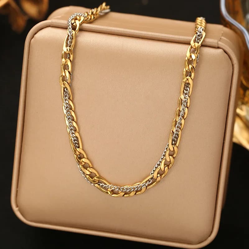 Set collana e bracciale a catena bicolore