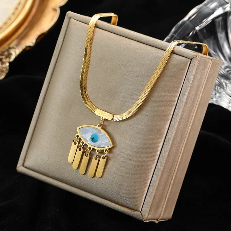 Collana con Pendente Stella a Sei Punte Pietra Blu in Acciaio Inossidabile