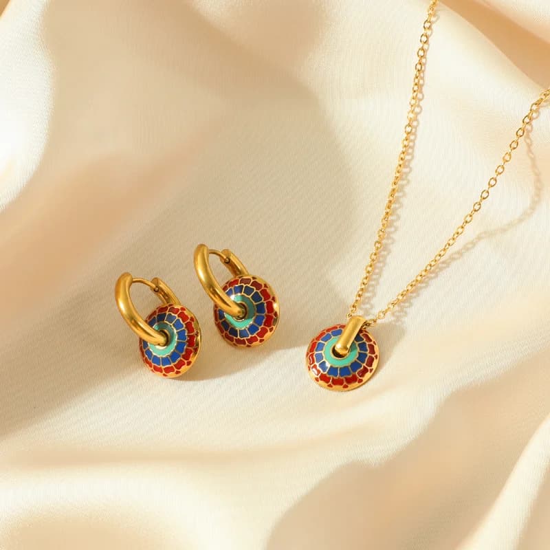Set Collana e Orecchini con Fiori Vintage