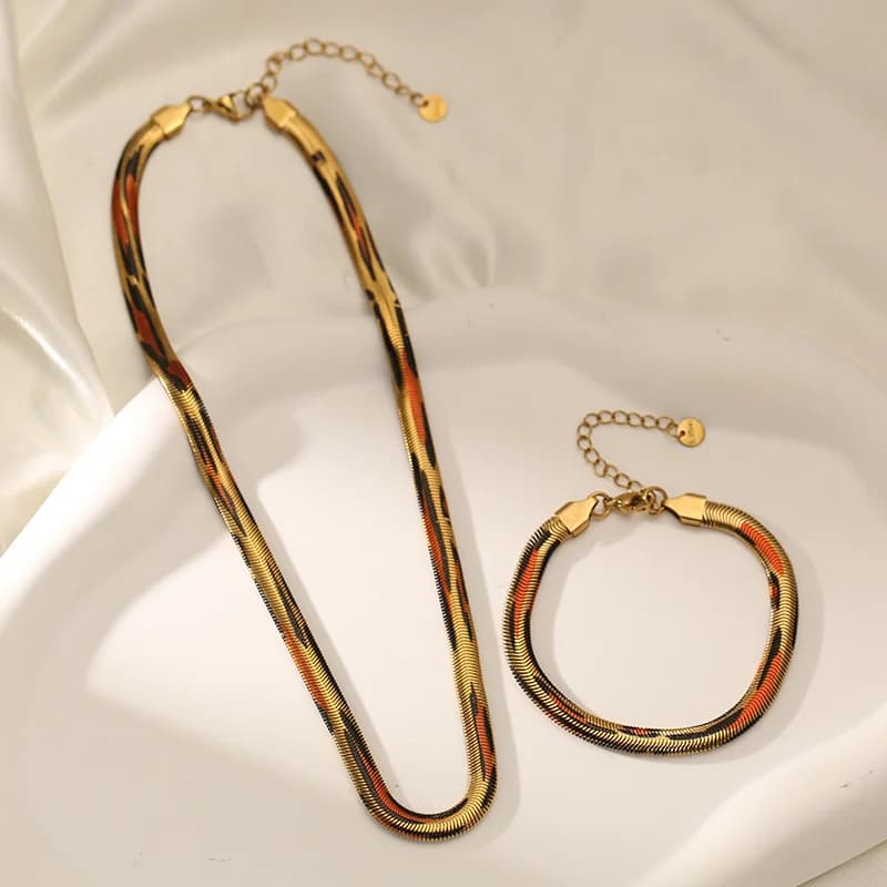 Set Collana e Bracciale Catena Piatka Serpente