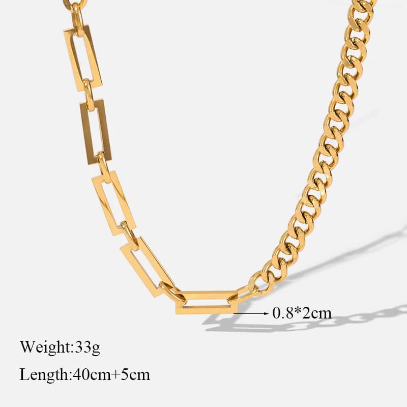 Collana a catena con maglie grandi, colore oro
