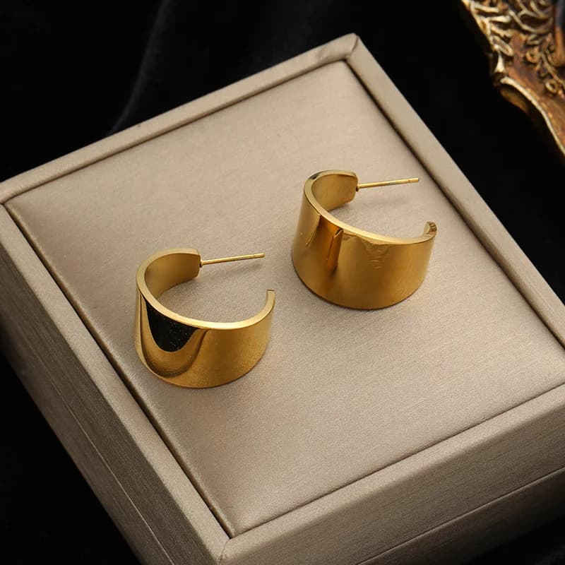 Orecchini a perno geometrici, acciaio inossidabile color oro