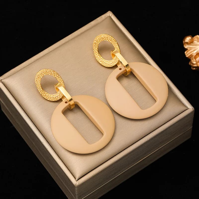 Orecchini pendenti geometrici color oro in acciaio inox 316L