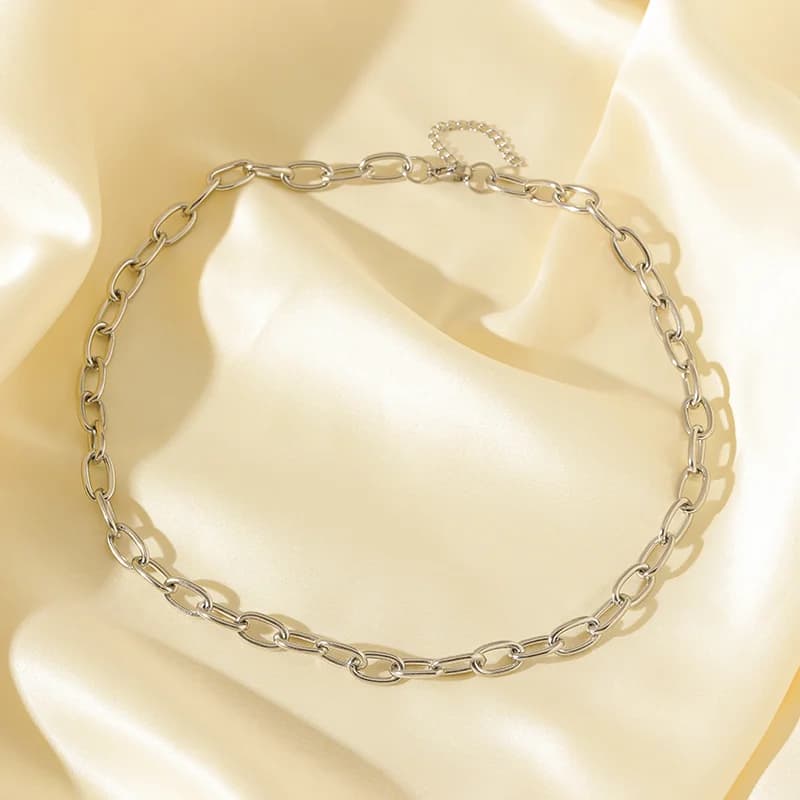 Set Collana e Bracciale Catena Color Argento
